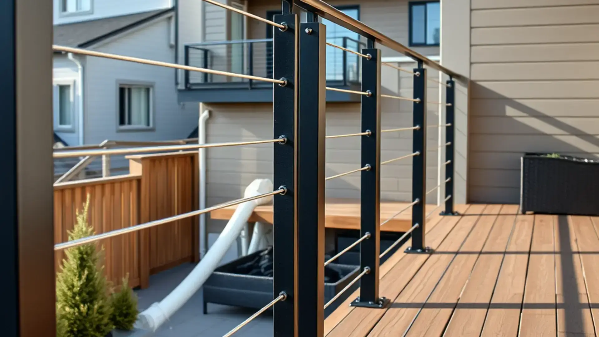 Metal deck railing